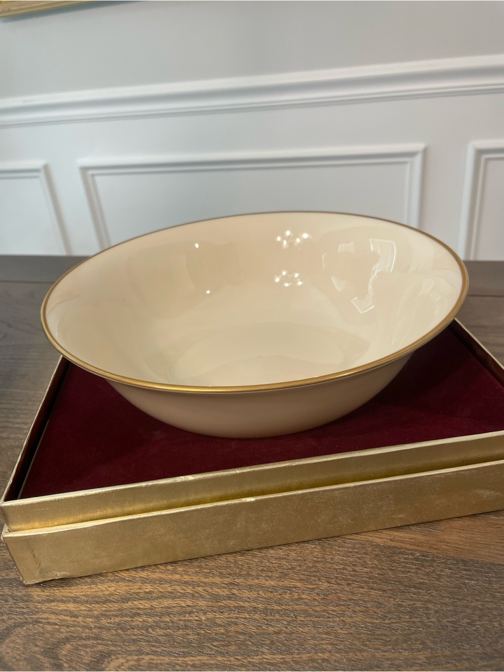 Vintage 1980 Lenox Avon President’s Club Bowl w/ Box & Paperwork, 24K Gold Trim